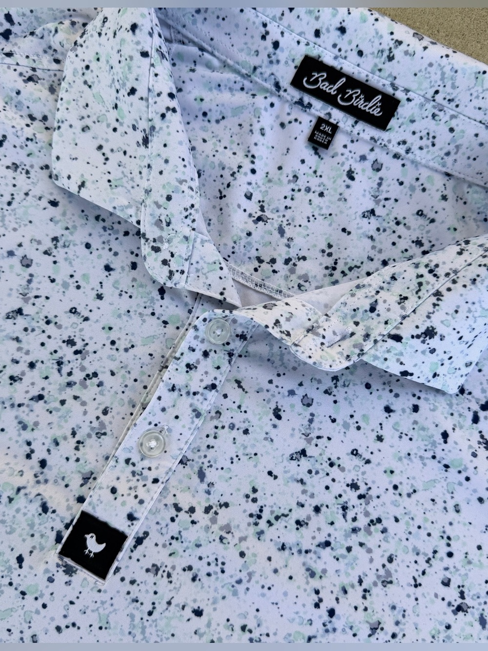 Bad Birdie Paint Splatter Golf Polo Shirt 2XL XXL Performance *See Logo